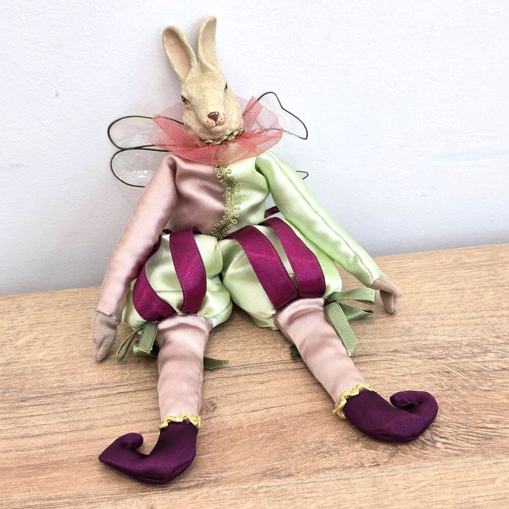 11” Katherins Collection Wayne Kleski Rabbit Fairy wing Sitting Victorian Easter